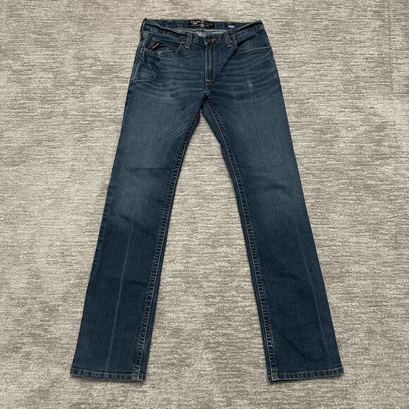 Ariat Jeans Mens 34x38 Blue Rebar M4 Relaxed Boot Bootcut Work Denim Workwear - Picture 1 of 12